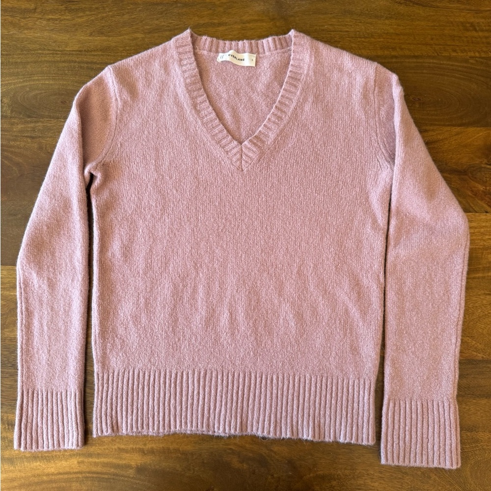 Everlane Plush Cotton‎ V-Neck Sweater in Dusty Rose women’s S